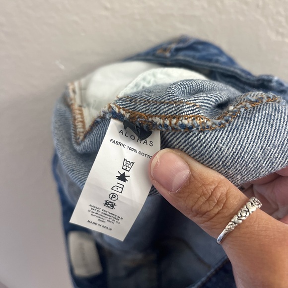 ALOHAS Womens M Deep Blue Relaxed Fit Leg High Rise Denim Dark Wash Jeans - Picture 5 of 8